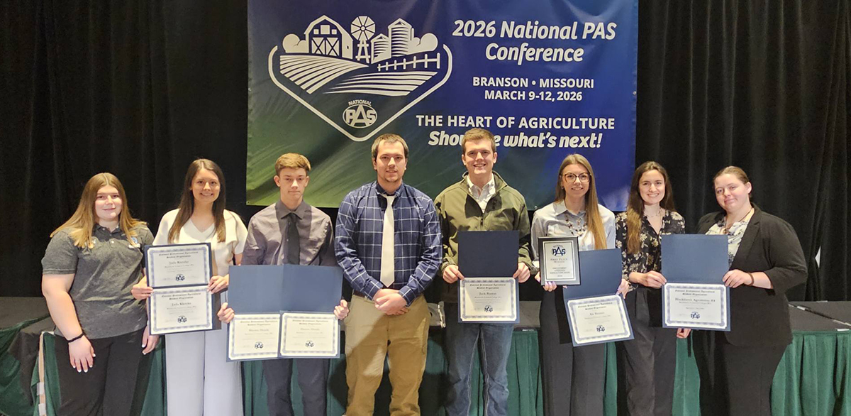 Blackhawk's Professional Agriculture Students, or PAS, recently attended the National PAS Competitive Events Conference in Branson, Missouri.