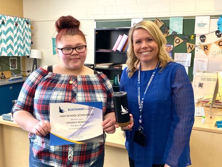 Katie Lange pictured with Veronika, a student winner.