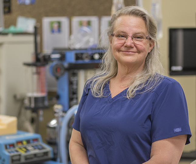 close up of Paula Jones standing in lab