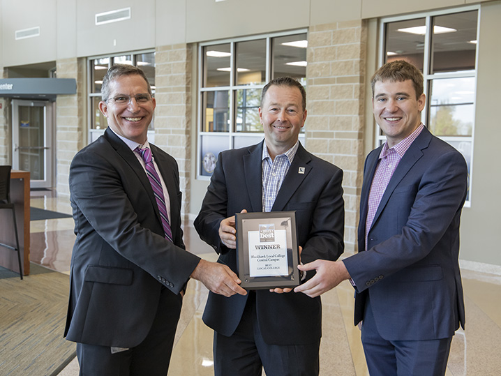 Dr. Tracy Pierner, accepting the award presented by Steve Lauber and Ben Hassinger