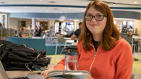 Student in Courtyard Cafe