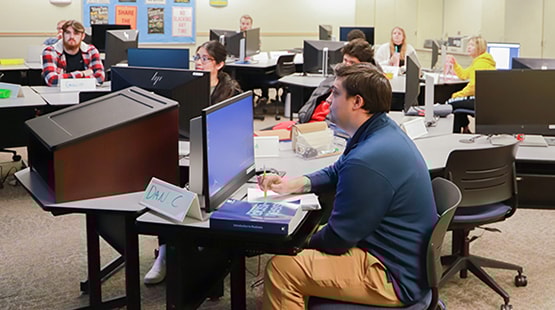 Students in a classroom on computers