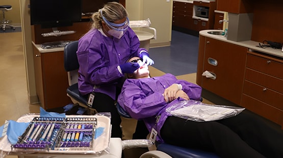 Dental Hygienist students in lab