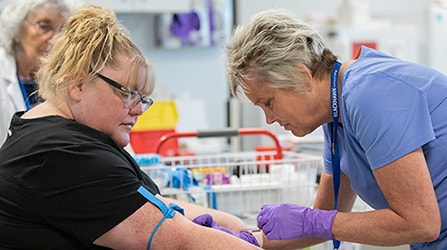 Phlebotomy Technician students in lab