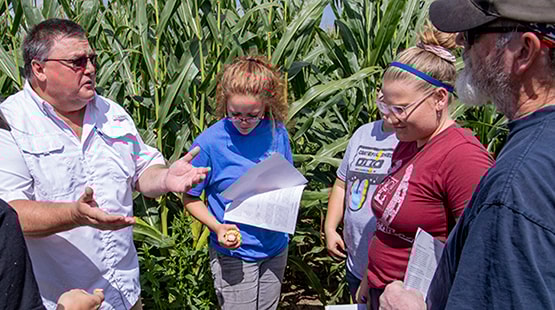 Agriculture students in a field