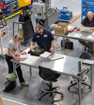Overhead interior view of the Innovative Manufacturing Education Center