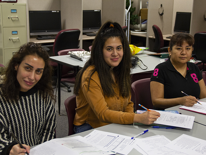 three female students in ELL class