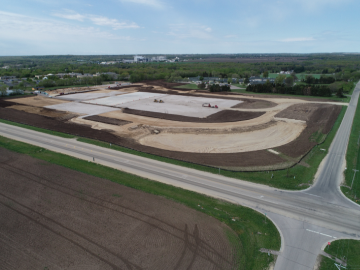 aerial view of construction site progress